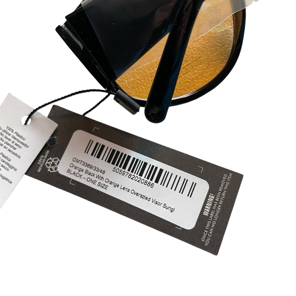 PrettyLittleThing Orange Black With Orange Lens Oversized Visor Sunglasses NWT - Picture 8 of 8